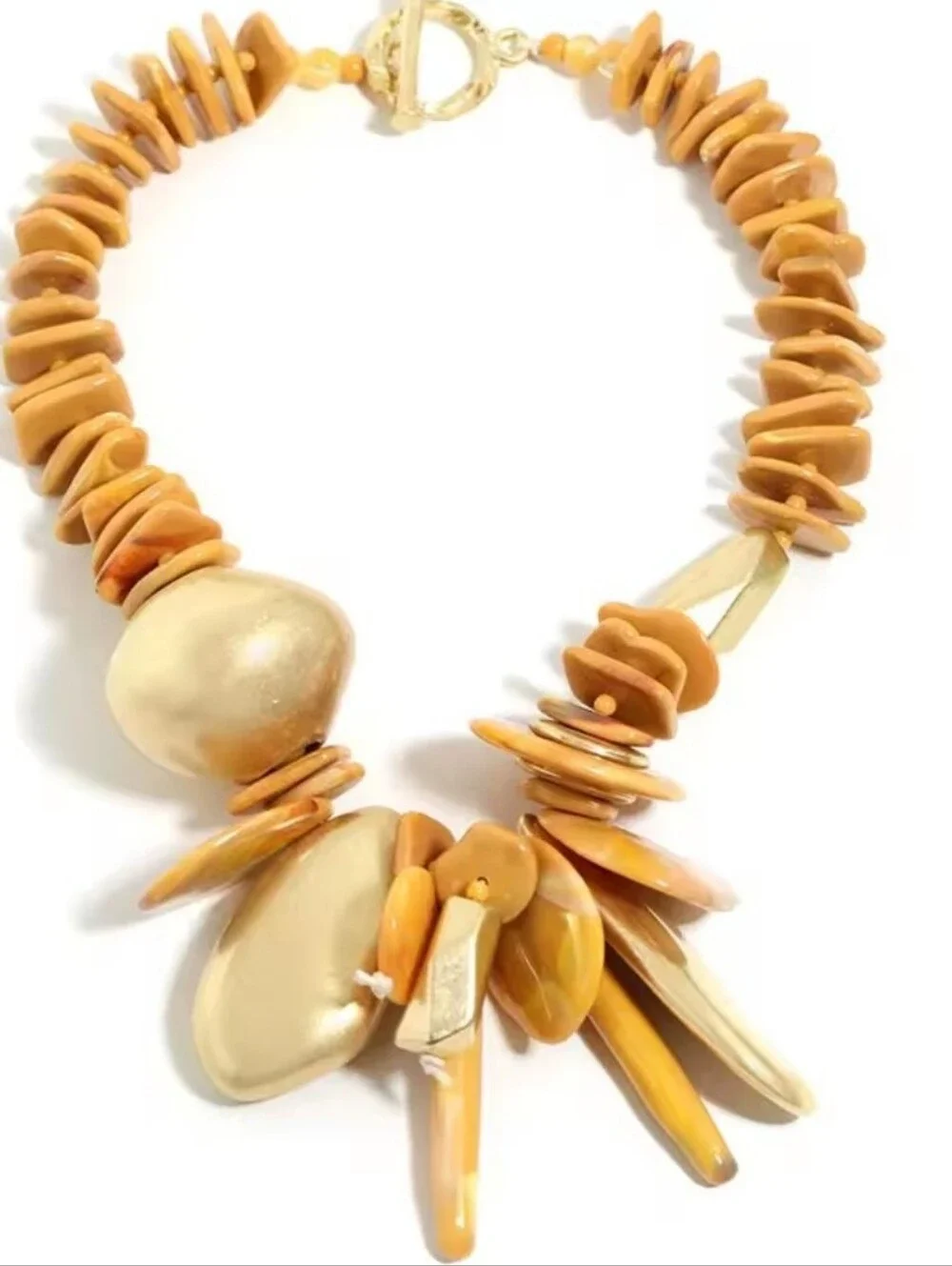 New! Ochre Yellow, Mustard & Gold Chunky Statement Necklace • NWOT 1060